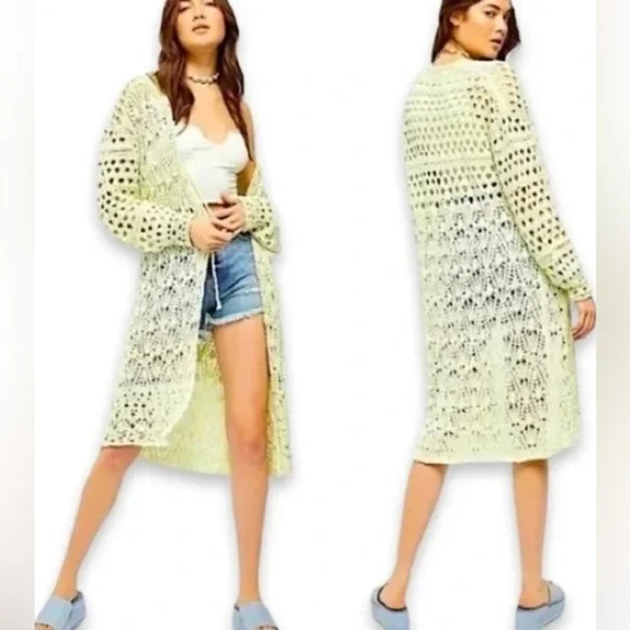 NWT Free People Sweet Talker Cardigan Small Honeydew Green $168 Retail Sweater - Picture 6 of 9